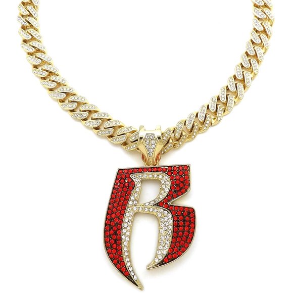 DMX Ruff Ryder 12mm Box Lock Cuban Chain Gold/Red - Picture 1 of 5